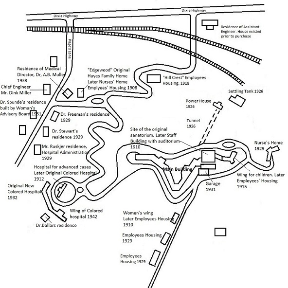 Map of Waverly Hills Sanatorium in 1954
